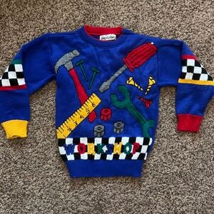 Vintage 90s Playclothes 6 Colorful Kids Sweater with Tools Design